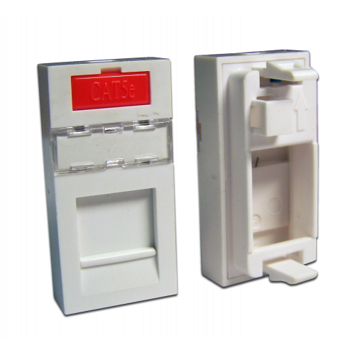 22.5x45 insert for 1 Keystone, with shutter, labels and icons, white